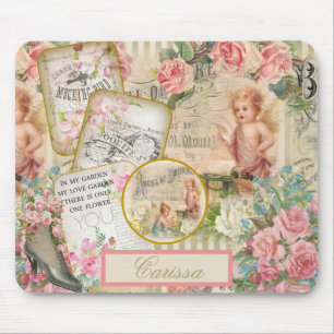 Chic Victorian Ephemera Angels Roses Monogrammed Mouse Mat