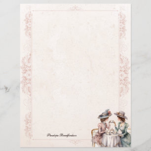 Chic Victorian High Tea Rose Lady Stationery Paper