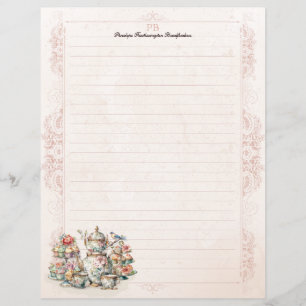 Chic Victorian Tea Monogram Lined Stationery