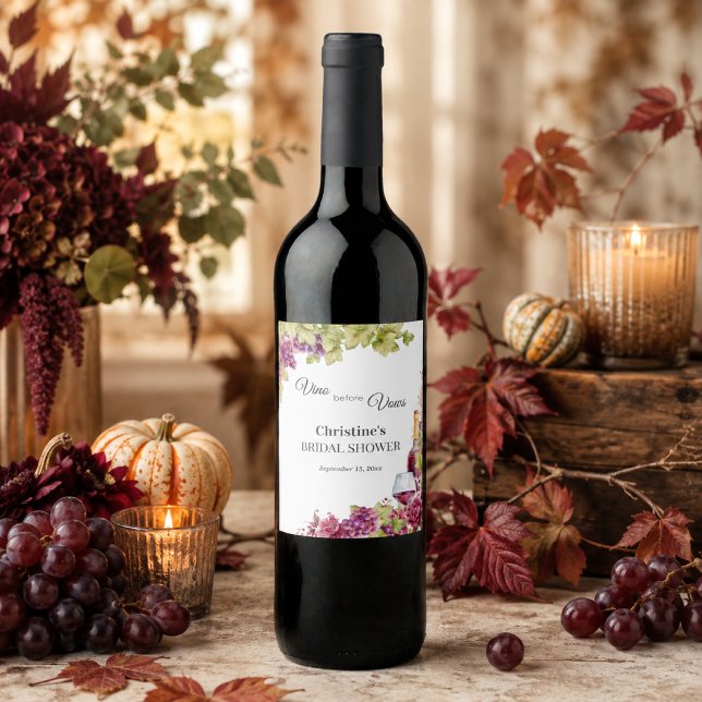 Chic Vino before Vows Bridal Shower Wine Label (Creator Uploaded)