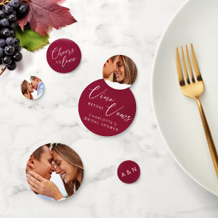 Chic Vino Before Vows Burgundy Photo Initials  Confetti