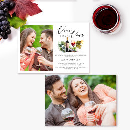 Chic Vino Before Vows Photo Bridal Shower Vineyard Invitation