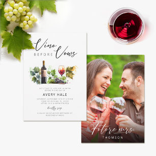 Chic Vino Before Vows Photo Bridal Shower Winery Invitation