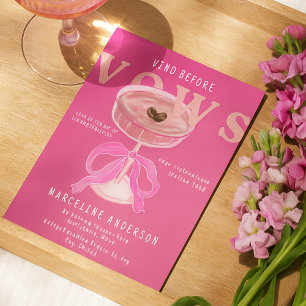 Chic Vino Before Vows Pink Wine Bow Bridal Shower Invitation