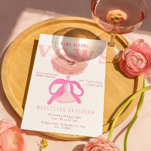 Chic Vino Before Vows Pink Wine Bow Bridal Shower Invitation