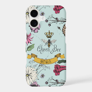 Chic Vintage Aqua, Black & Gold Queen Bee & Crown