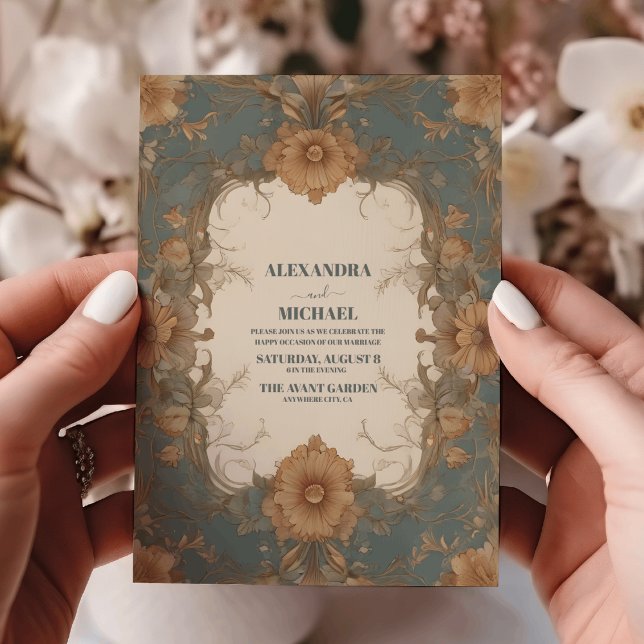 Chic Vintage Art Nouveau Floral Wedding Invitation (Creator Uploaded)