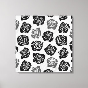 Chic Vintage black and white roses Canvas Print
