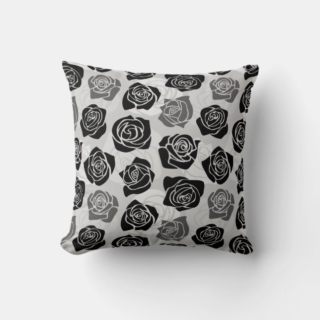 Chic Vintage black and white roses Cushion (Front)