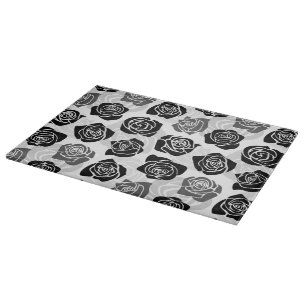 Chic Vintage black and white roses Cutting Board