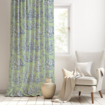 chic vintage blue green toile de jouy printed