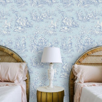 Chic vintage blue grey toile de jouy printed 