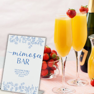 Chic Vintage Blue Mimosa Bar Pedestal Sign