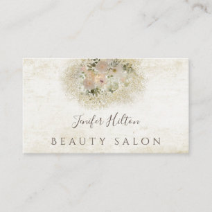Chic vintage boho watercolor floral bouquet business card