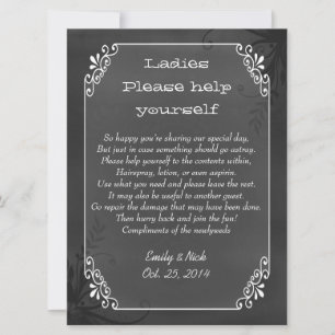 Chic Vintage Chalkboard Look Wedding Basket Sign