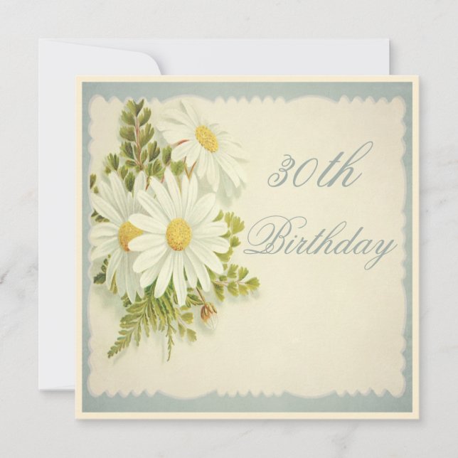 Chic Vintage Daisies 30th Birthday Invitation (Front)