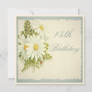 Chic Vintage Daisies 45th Birthday Invitation