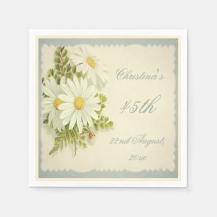 Chic Vintage Daisies 45th Birthday Serviettes Napkin
