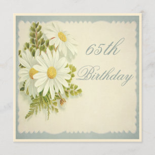 Chic Vintage Daisies 65th Birthday Invitation
