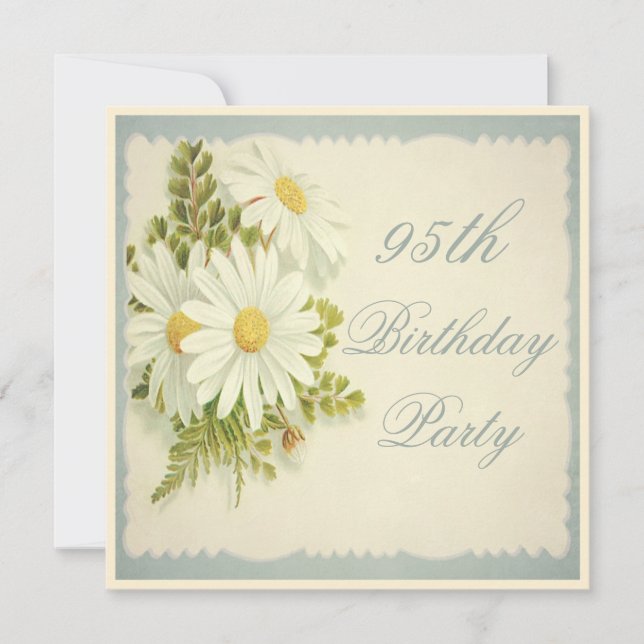 Chic Vintage Daisies 95th Birthday Invitation (Front)