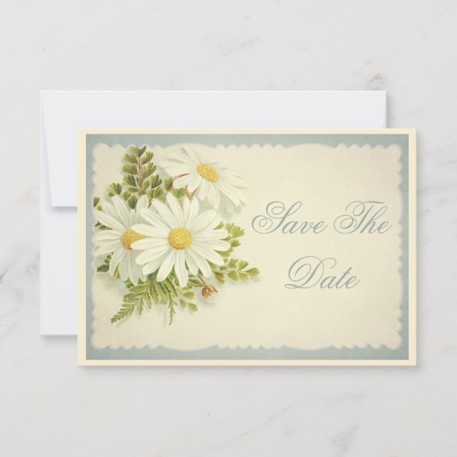Chic Vintage Daisies Save The Date 18th (Front)
