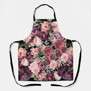 Chic Vintage Floral Print Elegant Peony Apron