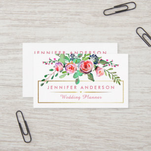 Chic Vintage Floral Wedding Planner Business Cards