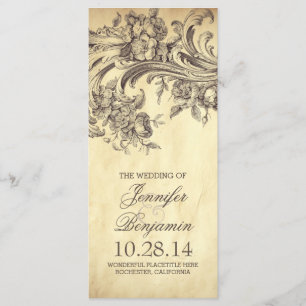 Chic vintage flourish wedding programs programme