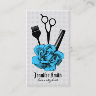 chic vintage hairstylist hair stylist blue mod appointment card