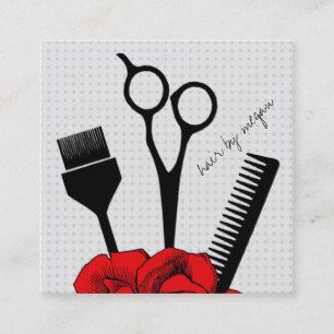 chic vintage hairstylist hair stylist girly red loyalty card