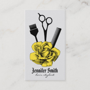 chic vintage hairstylist hair stylist yellow mod loyalty card