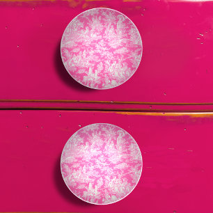 Chic vintage hot pink toile de jouy printed ceramic knob
