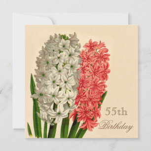 Chic Vintage Hyacinths 55th Birthday Invitation