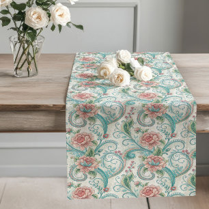 Chic Vintage-Inspired Floral Table Runner Classic