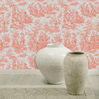 Chic vintage orange toile de jouy printed