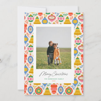 Chic Vintage Ornaments Christmas Photo Card