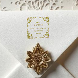 Chic Vintage Ornate Floral Frame Family Address Self-inking Stamp