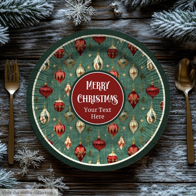 Chic vintage paper plates in deep cranberry red (Chic vintage paper plates in deep cranberry red)