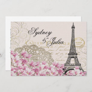 Chic, Vintage, Paris, Wedding Invitation