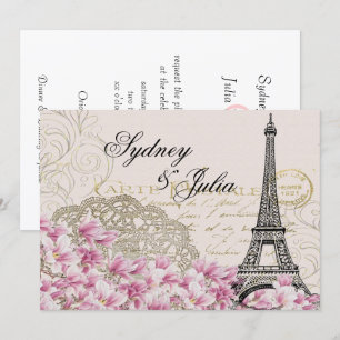 Chic, Vintage, Paris,  Wedding Invitation