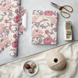 Chic Vintage Peonies Bouquet Wrapping Paper