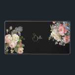 Chic Vintage Personalised Roses & Iris  Desk Mat<br><div class="desc">Beautiful,  timeless and elegant sprays of artistic pink and white roses,  peonies and purple bearded iris with delicate foliage. Includes an editable text field for your personalisation and the background colour is customisable.</div>
