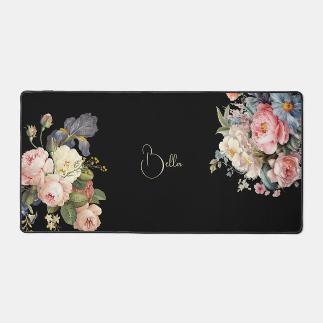 Chic Vintage Personalised Roses & Iris  Desk Mat (Front)
