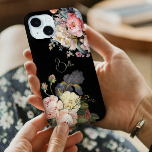 Chic Vintage Personalised Roses & Iris iPhone 15 Case