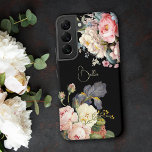 Chic Vintage Personalised Roses & Iris  Samsung Galaxy Case<br><div class="desc">Beautiful,  timeless and elegant sprays of artistic pink and white roses,  peonies and purple bearded iris with delicate foliage. Includes an editable text field for your personalisation and the background colour is customisable.</div>