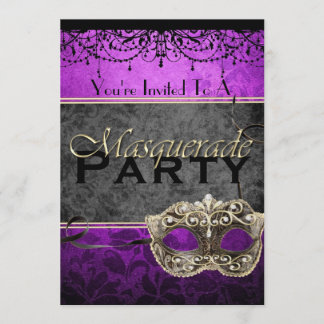 Chic Vintage Plum Masquerade Invitations