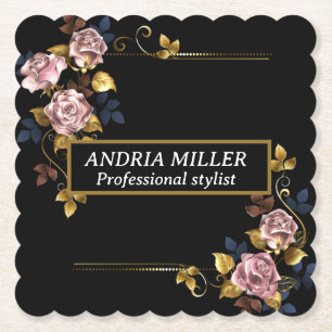 Chic Vintage professional Folded Business Card Paper Coaster