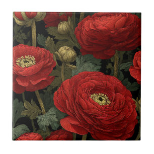 Chic Vintage Ranunculus Tiles For Artful Floors