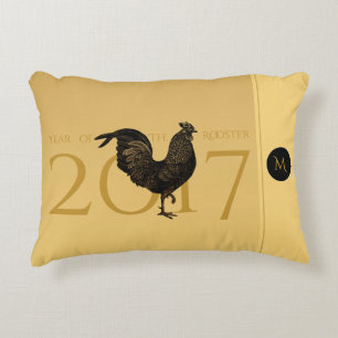 Chic Vintage Rooster Chinese New Year 2017 Pillow