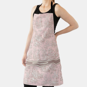 Chic vintage rose gold toile de jouy printed apron
